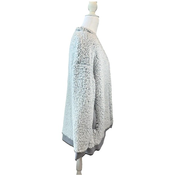 NWOT Women's Simply Vera Wang Sherpa Faux Fur Open-Front Cardigan Grey Size S - Picture 5 of 9